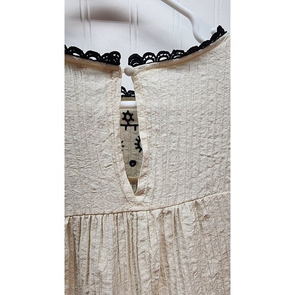 Vintage-Inspired Cream & Black Embroidered Ruffle Sleeve Blouse By Mine - Picture 11 of 16